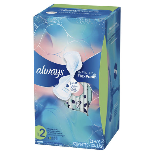 Always Infinity Size 2 Super Pads with Wings, Unscented - Our Ladies