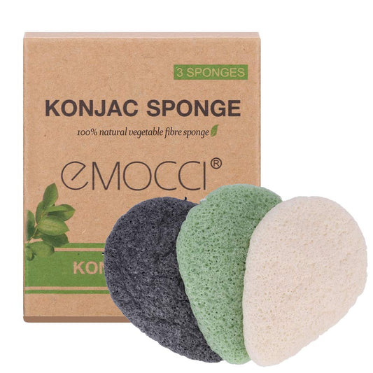 Konjac Facial Sponge 3pcs White, Charcoal, Green Tea
