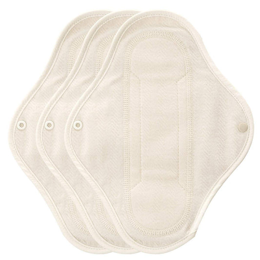 Organic Cotton Reusable Menstrual Pads Natural 3pcs of XS, S, M, or L