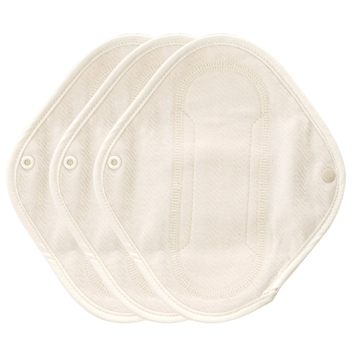 Organic Cotton Reusable Menstrual Pads Natural 3pcs of XS, S, M, or L