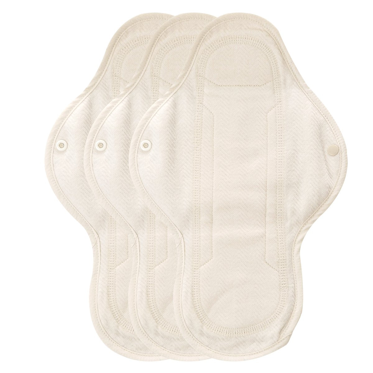 Organic Cotton Reusable Menstrual Pads Natural 3pcs of XS, S, M, or L
