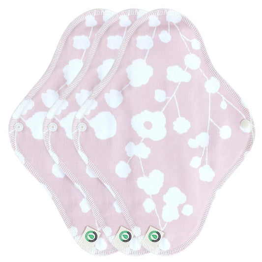 Organic Cotton Reusable Menstrual Pads Pink 3pcs of M, L, or XL