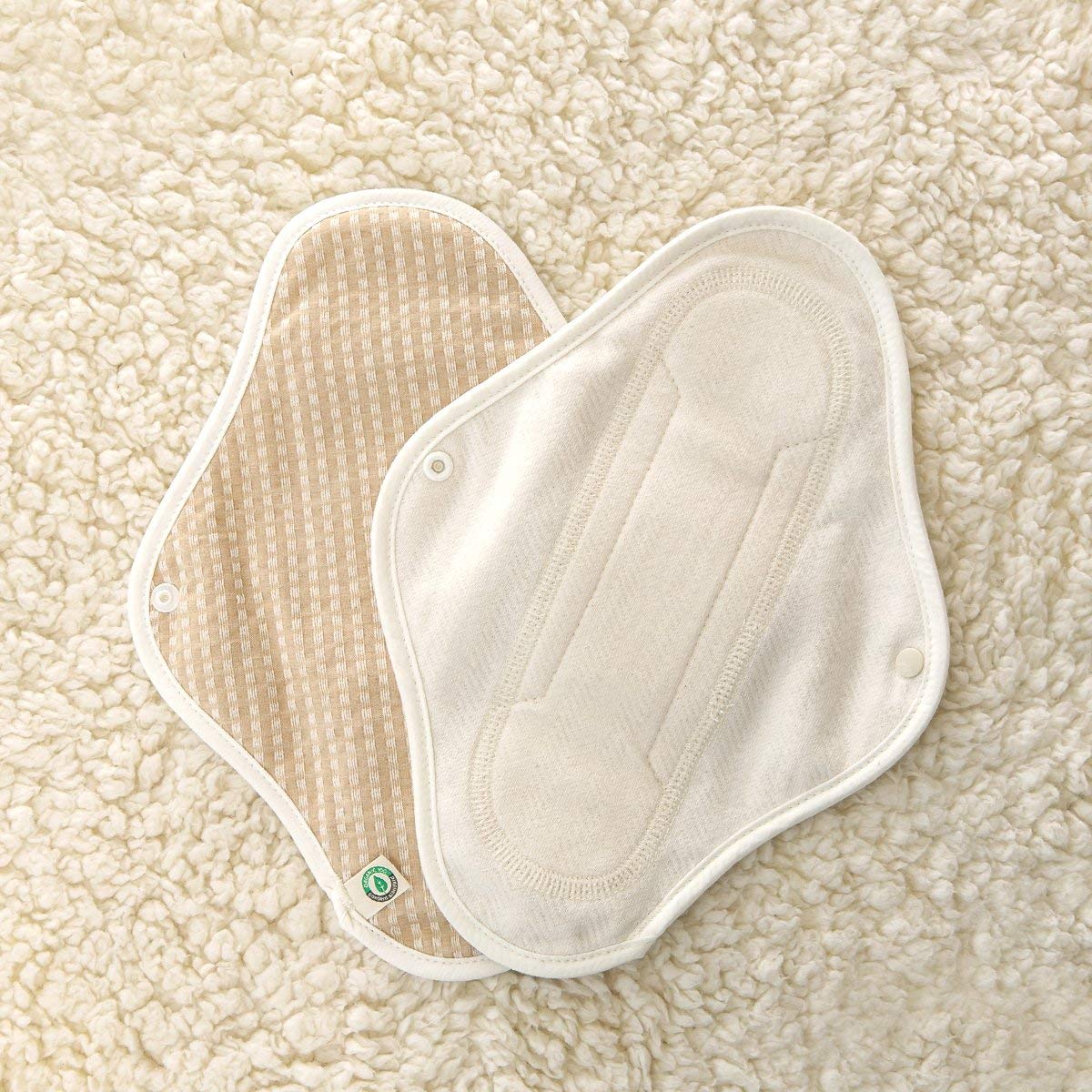 Organic Cotton Reusable Menstrual Pads Natural 3pcs of XS, S, M, or L