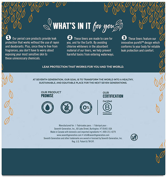 Seventh Generation Pantiliners, 100 Count