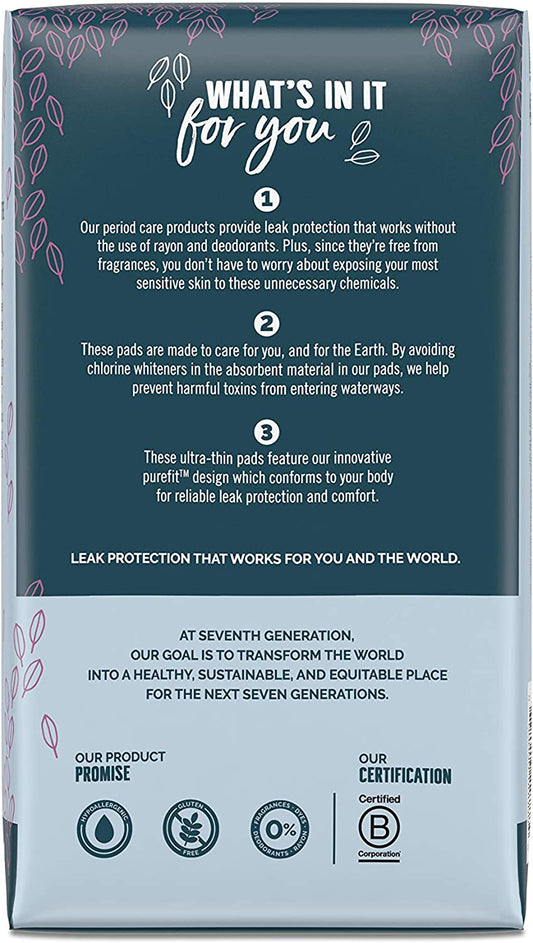 Seventh Generation Ultra Thin Pads, Super Long, 32 Count