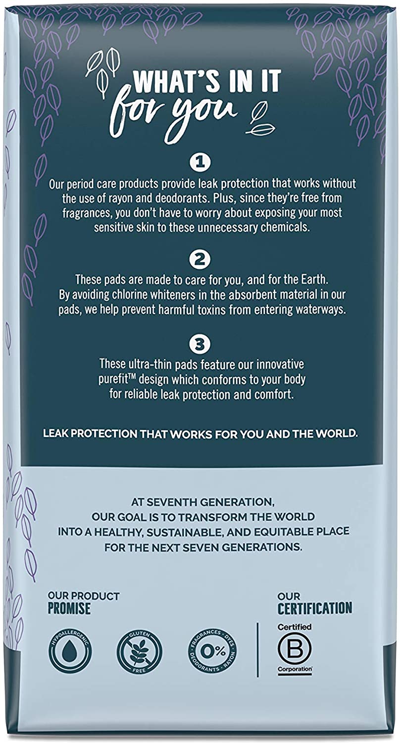 Seventh Generation Ultrathin Pads, Overnight, 28 Count