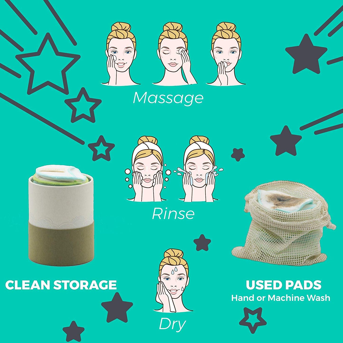 TANUMI Reusable Makeup Remover Cotton Pads 12 Pcs