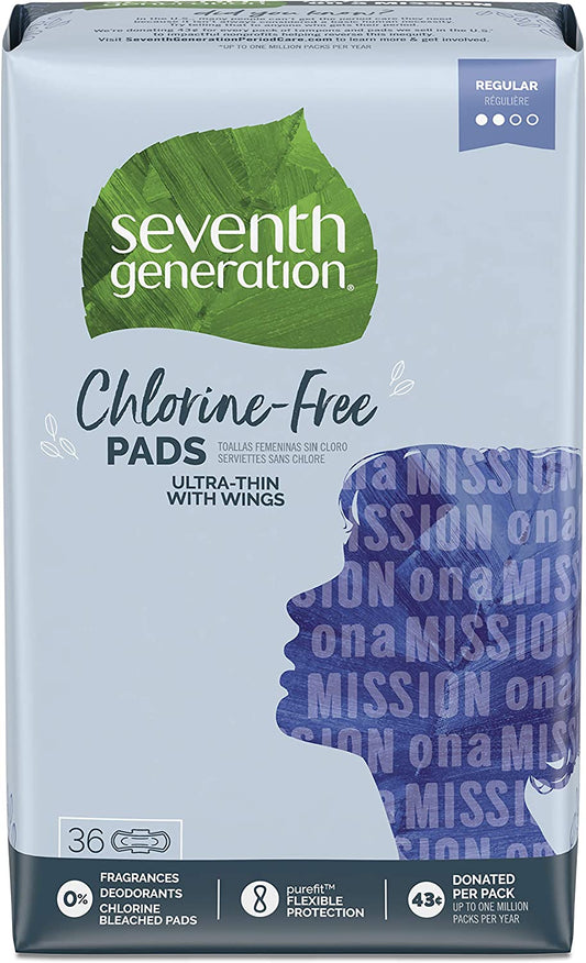 Seventh Generation Ultra Thin Pads, Regular, 36 Count
