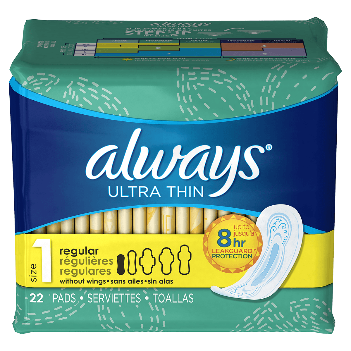 Always Ultra Thin Size 1 Regular Pads Without Wings, Unscented - Our Ladies