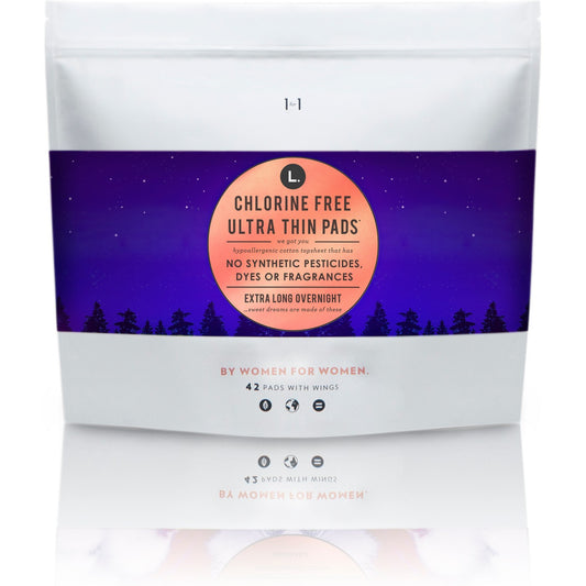 L. Organic Chlorine Free Ultra Thin Extra Long Overnight Pads With Wings - Our Ladies