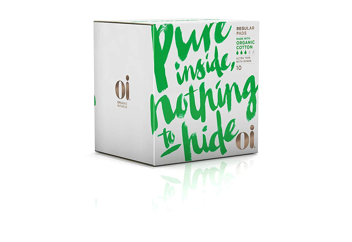 Oi Organic Regular Cotton Pads with wings 10ct - Our Ladies