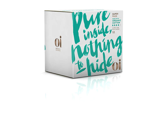Oi Organic Cotton Super Pads with wings 10ct - Our Ladies