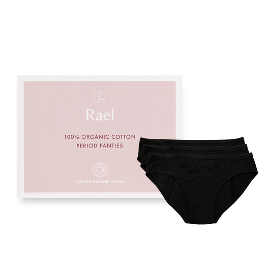 RAEL Period Panties 3 Pairs, Natural/Black - Our Ladies