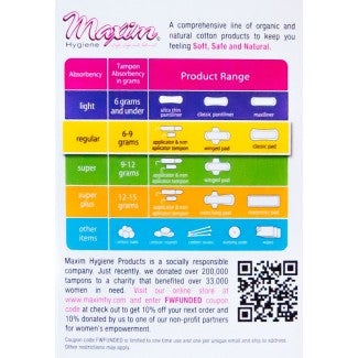 Maxim Natural Cotton Classic Contour Pad, Regular, Travel Single Pack 1ct - Our Ladies