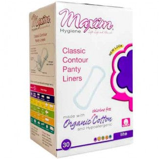 Maxim Organic Cotton Classic Contour Panty Liners, Lite, 30ct - Our Ladies