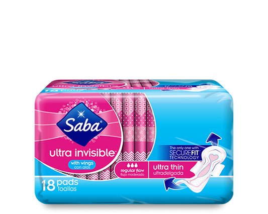 Saba Ultra Invisible Thin Regular Pads with Wings 18 - Our Ladies