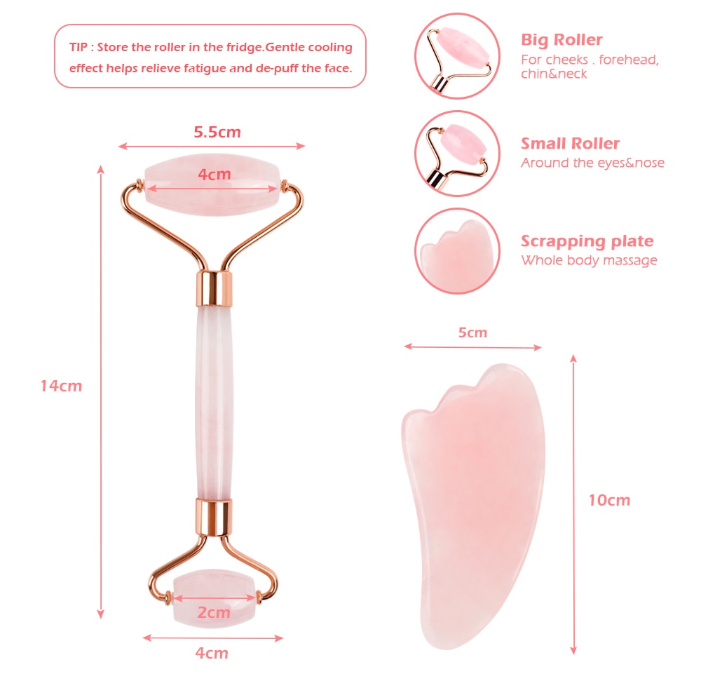 Our Ladies Natural Rose Quartz Face Massager Roller Tool