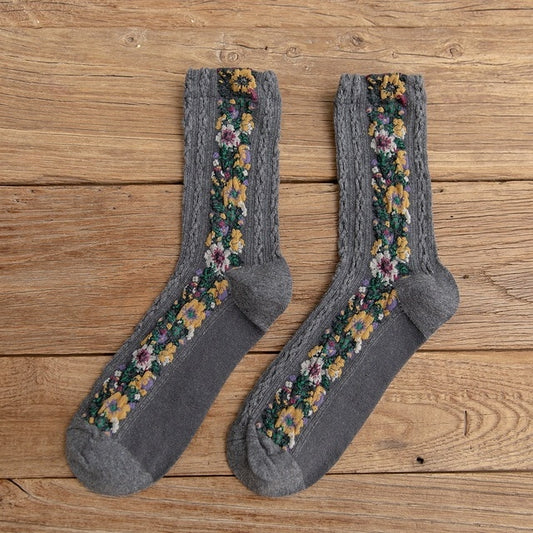 Retro Flower Crew Socks