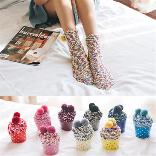 Cupcake Pom Pom Crew Socks