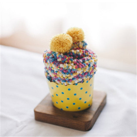 Cupcake Pom Pom Crew Socks