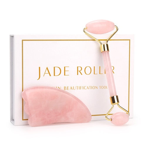 Our Ladies Natural Rose Quartz Face Massager Roller Tool