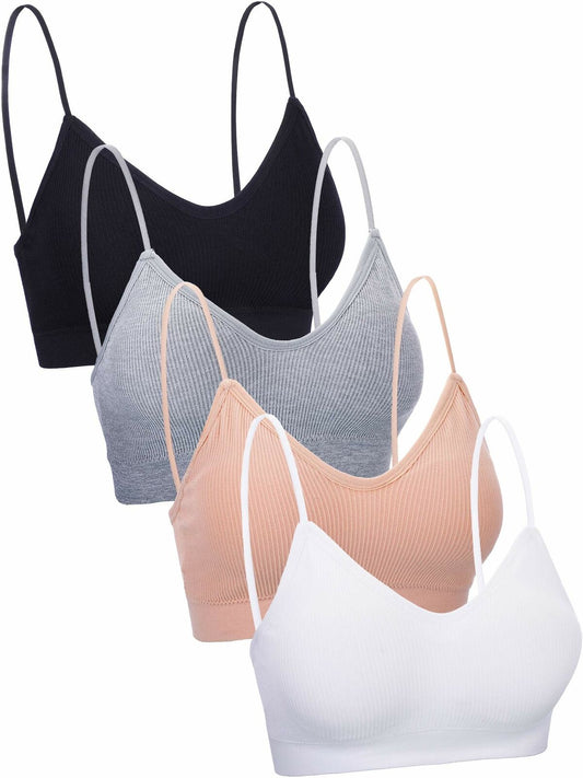 V Neck Cami Padded Seamless Sleeping Bralette Bra (Pack of 4)