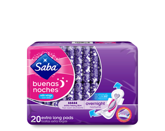 Saba Buenas Noches Overnight with Wings Long Maxi Night Pads 20 - Our Ladies