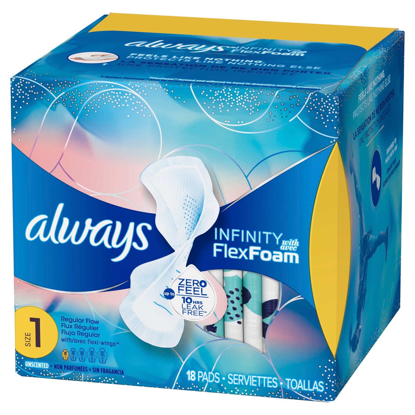 Always Infinity Size 1 Regular Pads with Wings, Unscented - Our Ladies