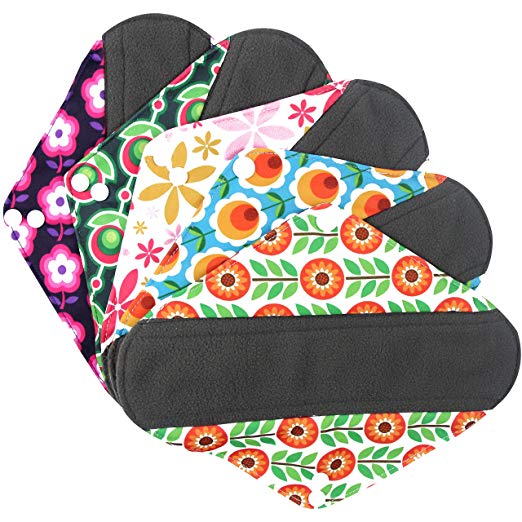 Wegreeco Bamboo Reusable Sanitary Pads - Cloth Sanitary Pads - Pack of 5 (Small, Flower) - Our Ladies