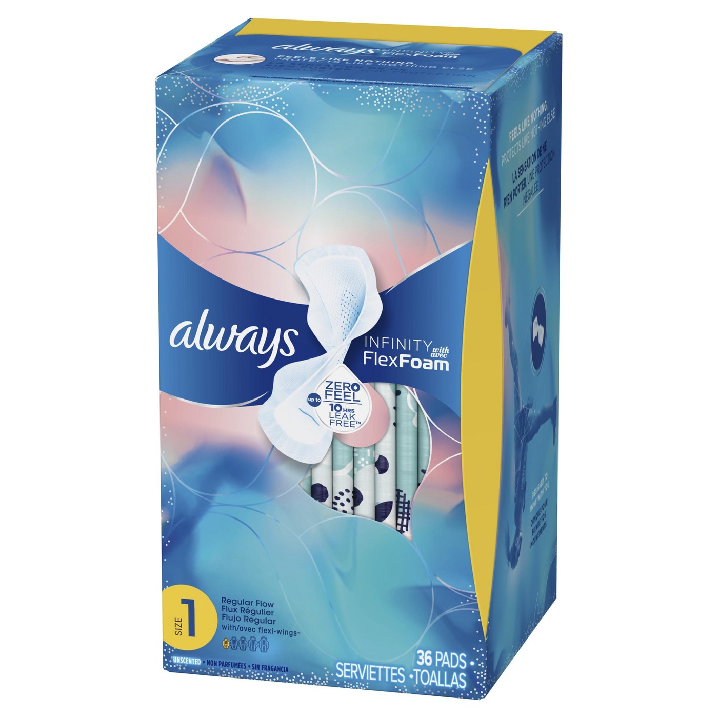 Always Infinity Size 1 Regular Pads with Wings, Unscented - Our Ladies