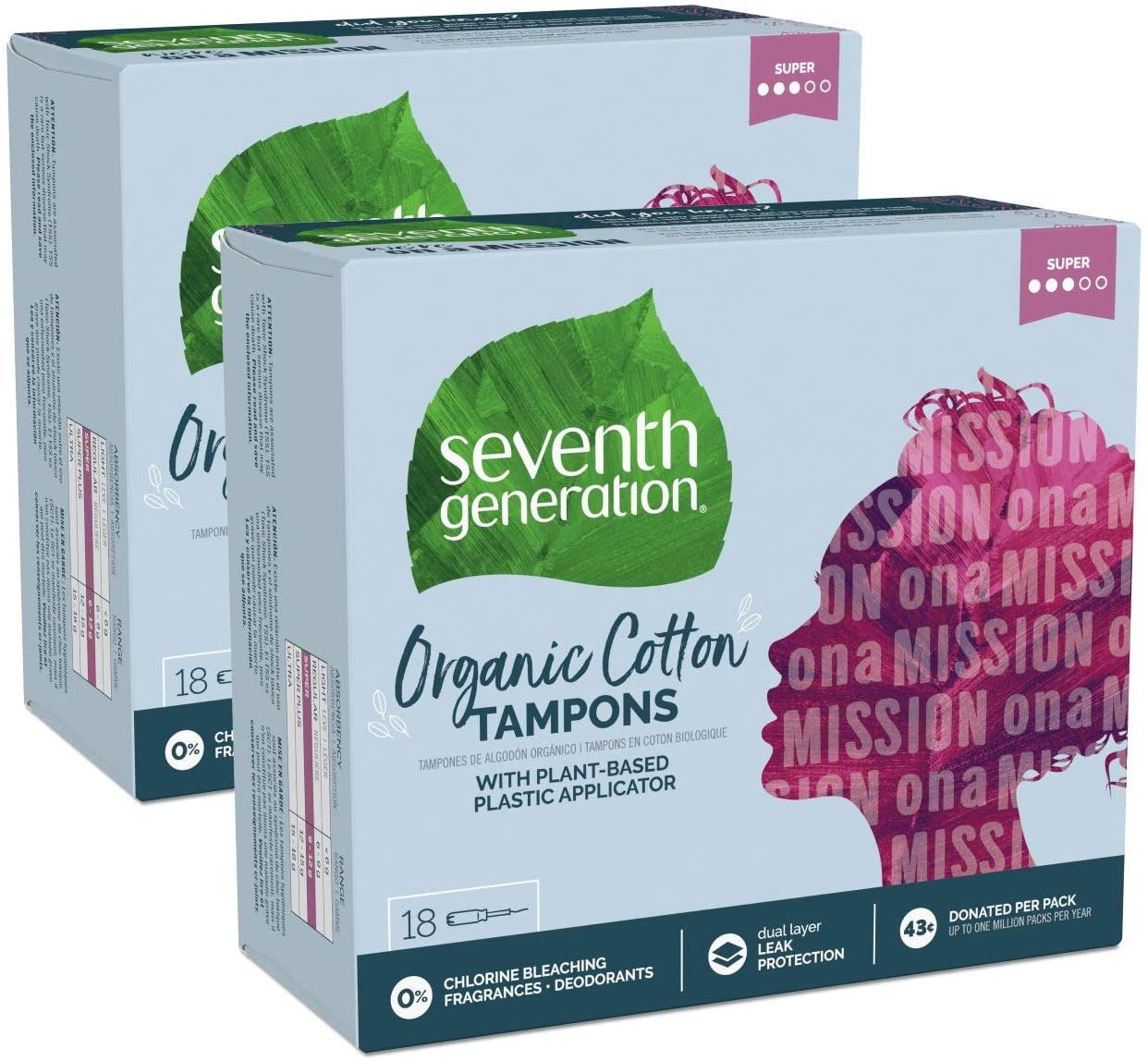 Seventh Generation Organic Cotton Tampons, Super, 36 Count OurLadies Cup