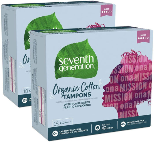 Seventh Generation Organic Cotton Tampons, Super, 36 Count