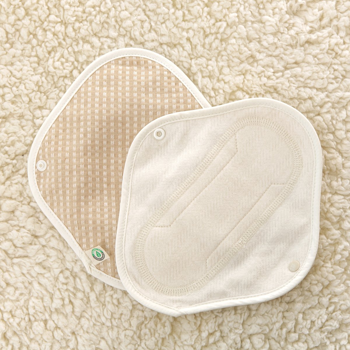 Organic Cotton Reusable Menstrual Pads Natural 3pcs of XS, S, M, or L