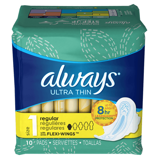 Always Ultra Thin Size 1 Regular Pads With Wings, Unscented - Our Ladies