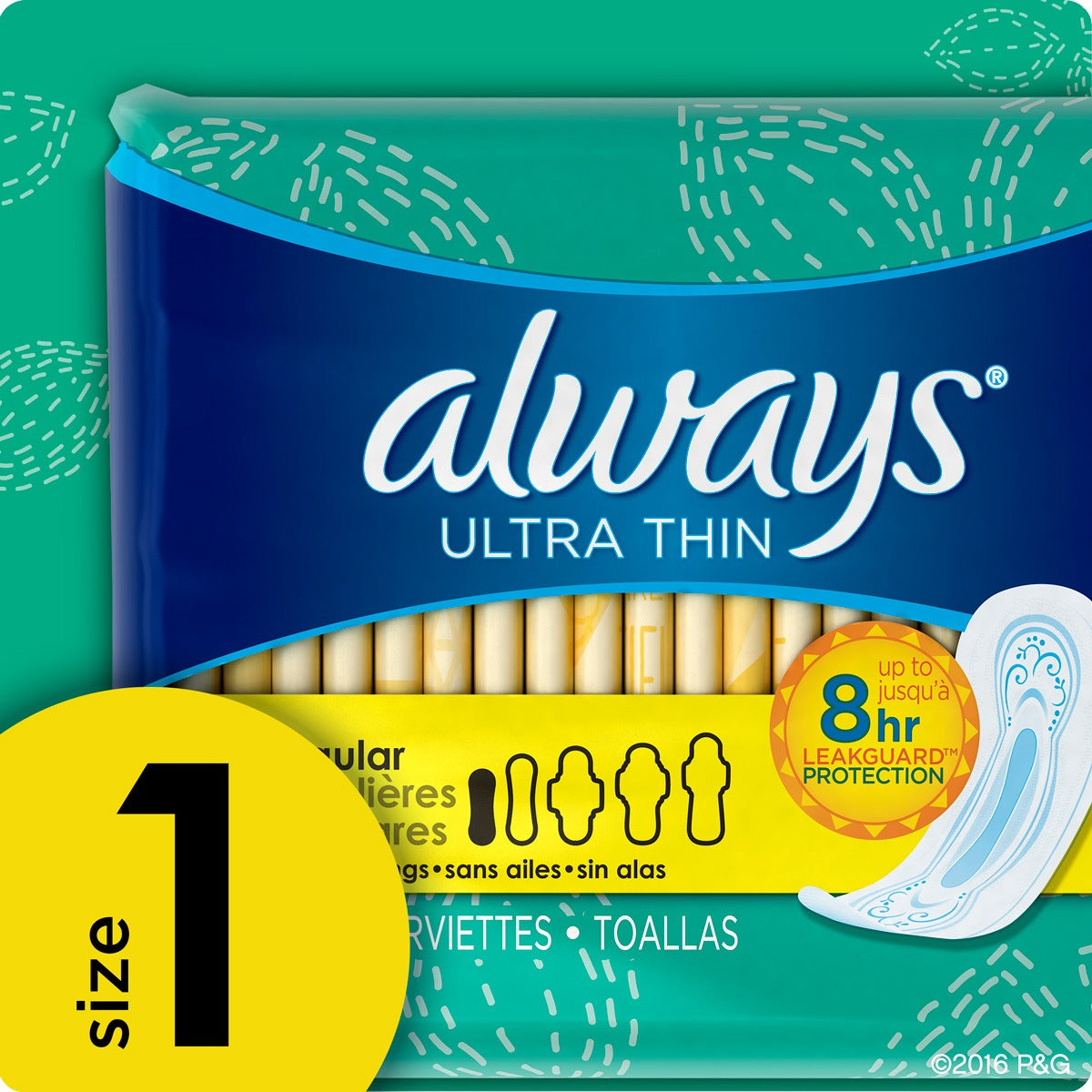 Always Ultra Thin Size 1 Regular Pads Without Wings, Unscented - Our Ladies