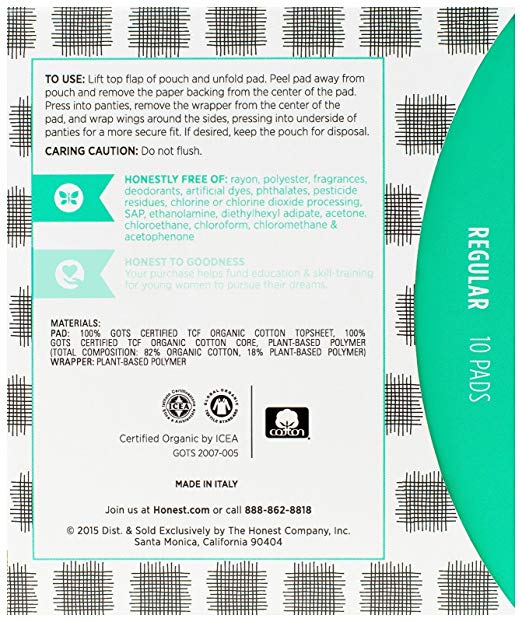 The Honest Company Organic Cotton Pads, Regular, 10 Count - Our Ladies