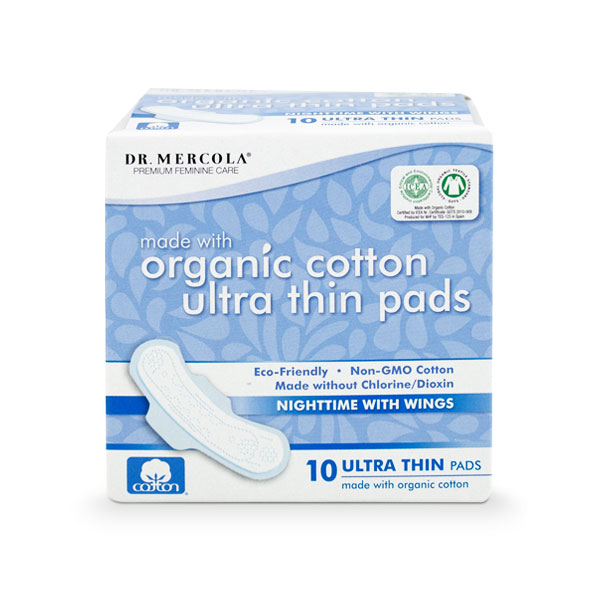 DR.MERCOLA Ultra Thin Pads with Organic Cotton - Nighttime with Wings 10 - Our Ladies