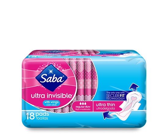 Saba Ultra Invisible Thin Regular Pads with Wings 18 - Our Ladies