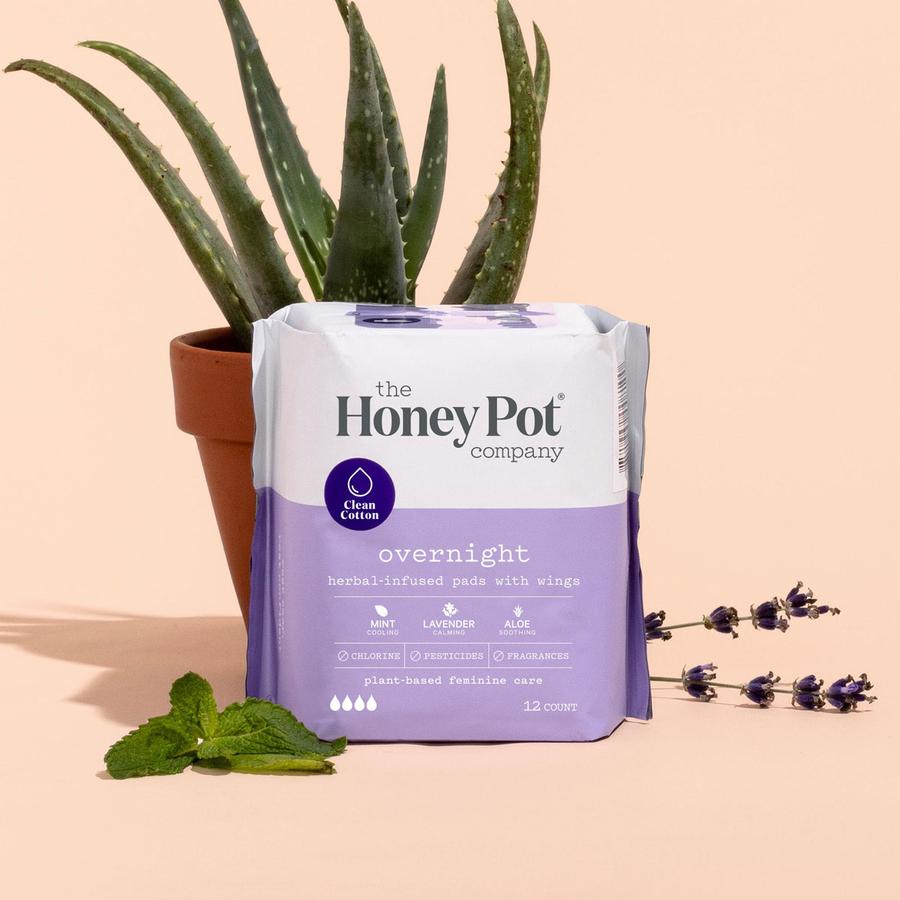 THE HONEY POT CO Overnight Herbal Pads with Wings - Our Ladies