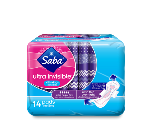 Saba Ultra Invisible Ultra Thin Overnight with Wings 14 - Our Ladies