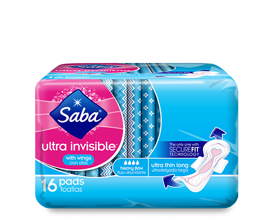 Saba Ultra Invisible Thin Long Pads with Wings 16 - Our Ladies