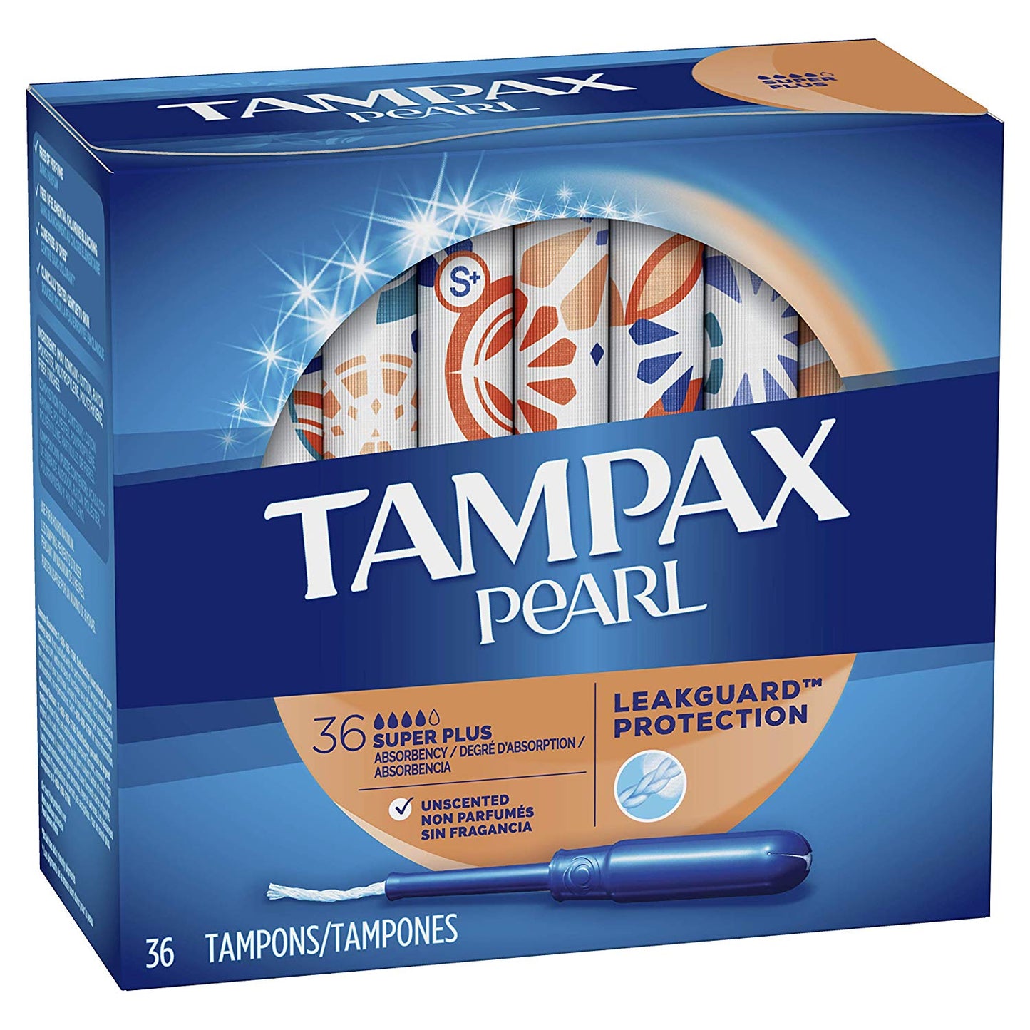 Tampax Pearl Plastic Tampons, Unscented (Regular-50ct or Super Plus-36ct)